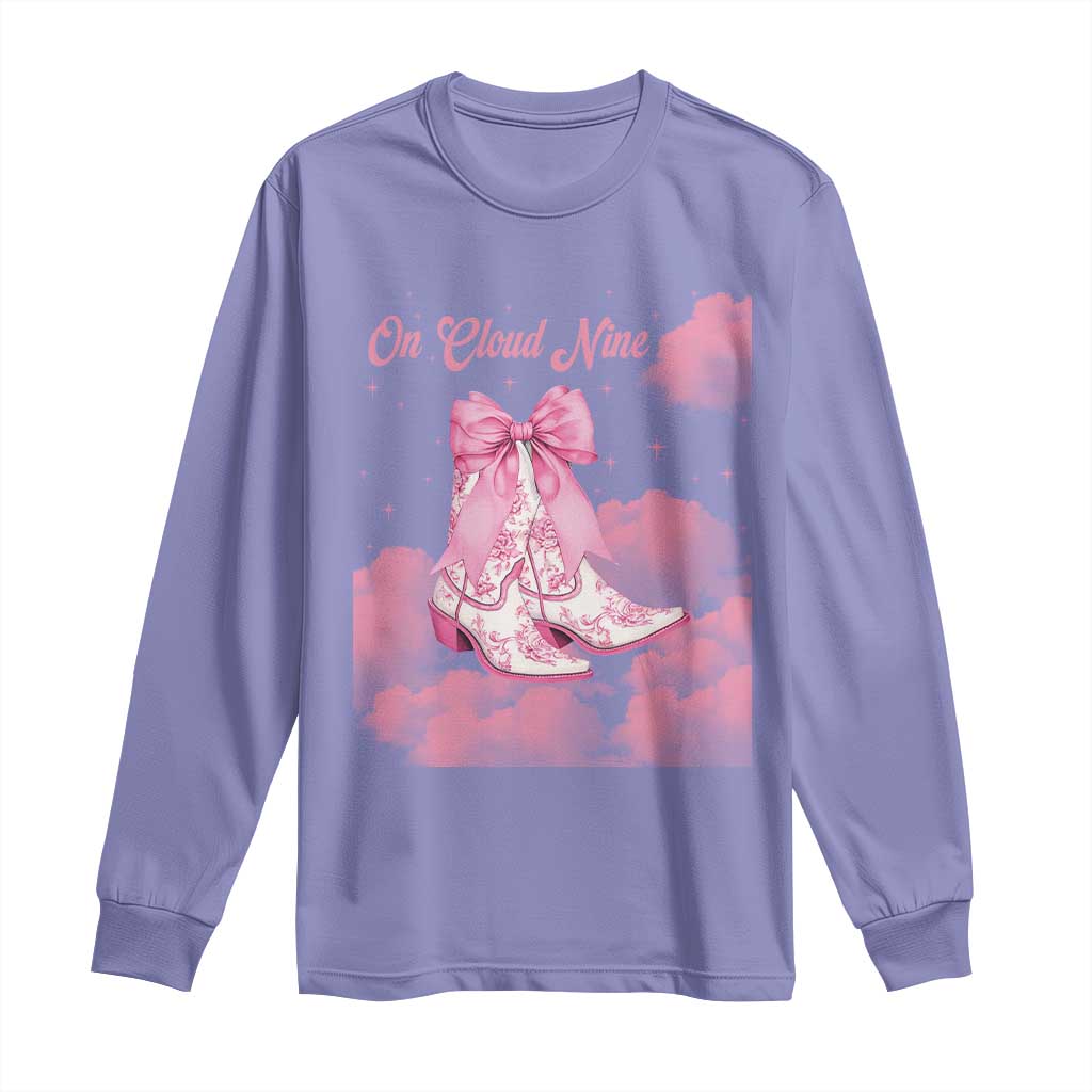 On Cloud Nine Long Sleeve Shirt 9th Birthday Bday Girl Pink Coquette Cowgirl Boots