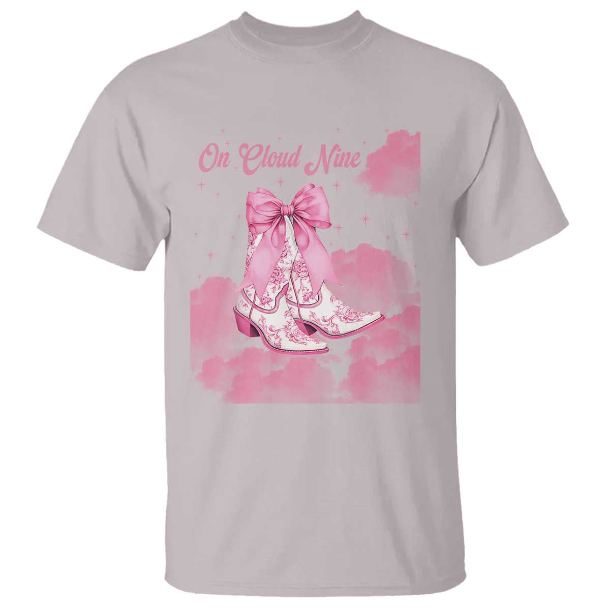 On Cloud Nine T Shirt 9th Birthday Bday Girl Pink Coquette Cowgirl Boots