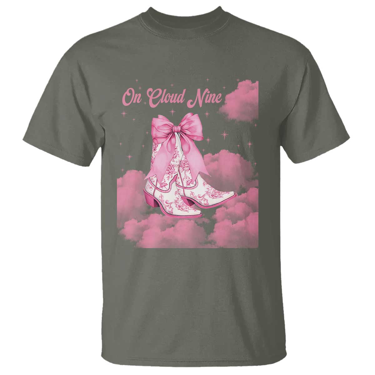 On Cloud Nine T Shirt 9th Birthday Bday Girl Pink Coquette Cowgirl Boots