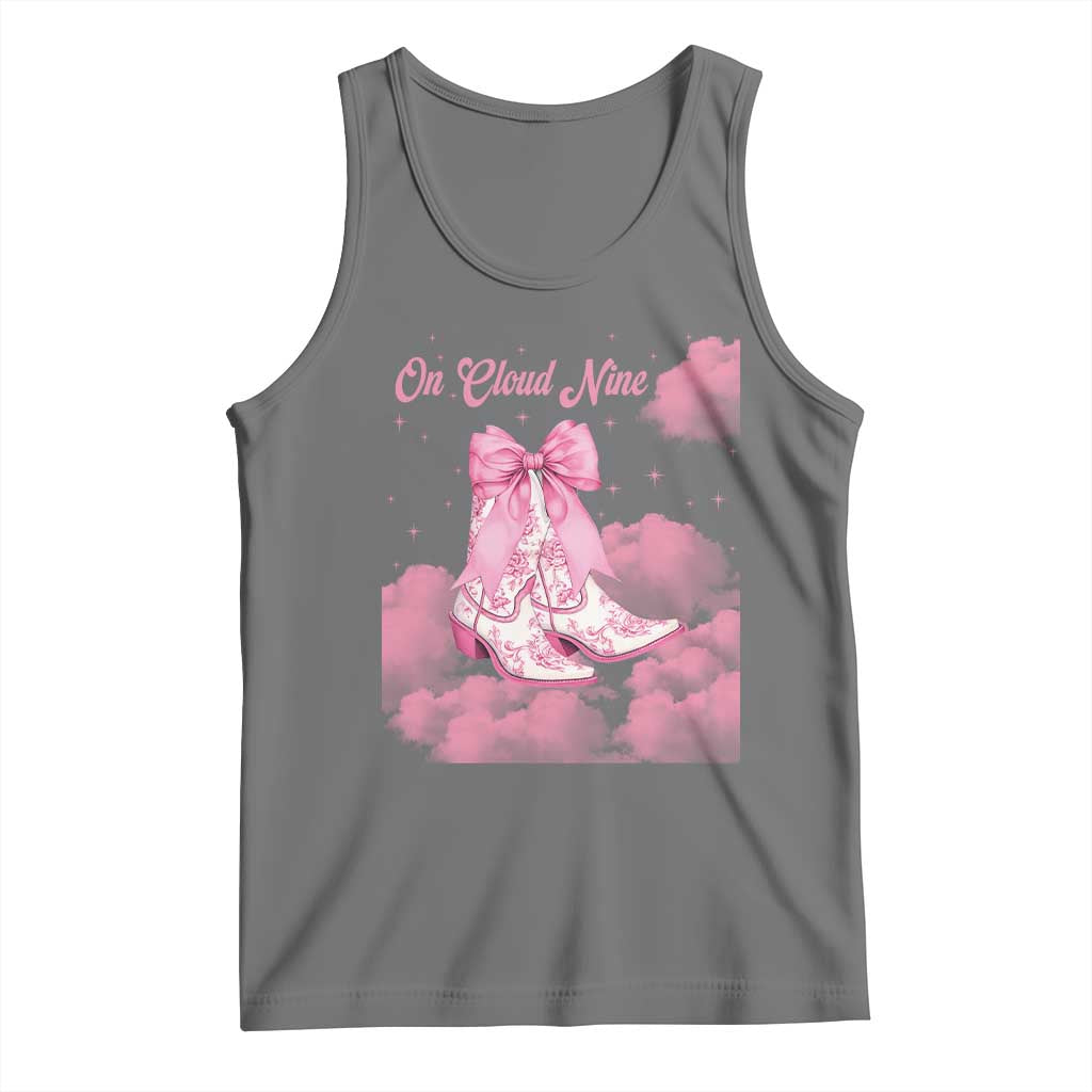 On Cloud Nine Tank Top 9th Birthday Bday Girl Pink Coquette Cowgirl Boots