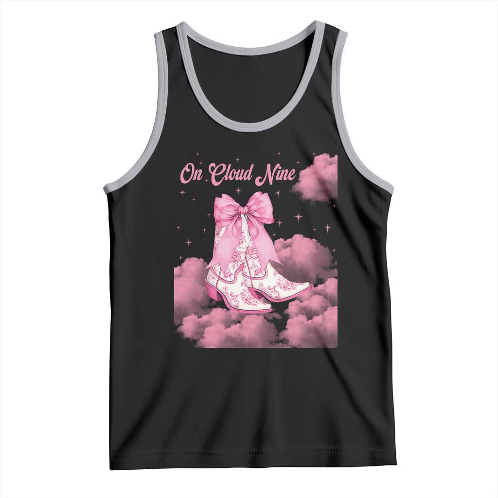 On Cloud Nine Tank Top 9th Birthday Bday Girl Pink Coquette Cowgirl Boots