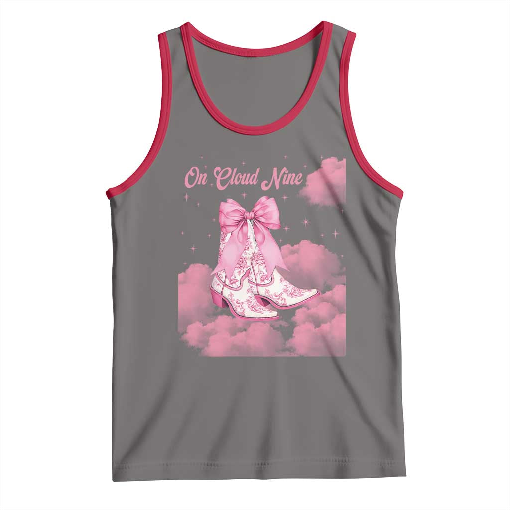 On Cloud Nine Tank Top 9th Birthday Bday Girl Pink Coquette Cowgirl Boots