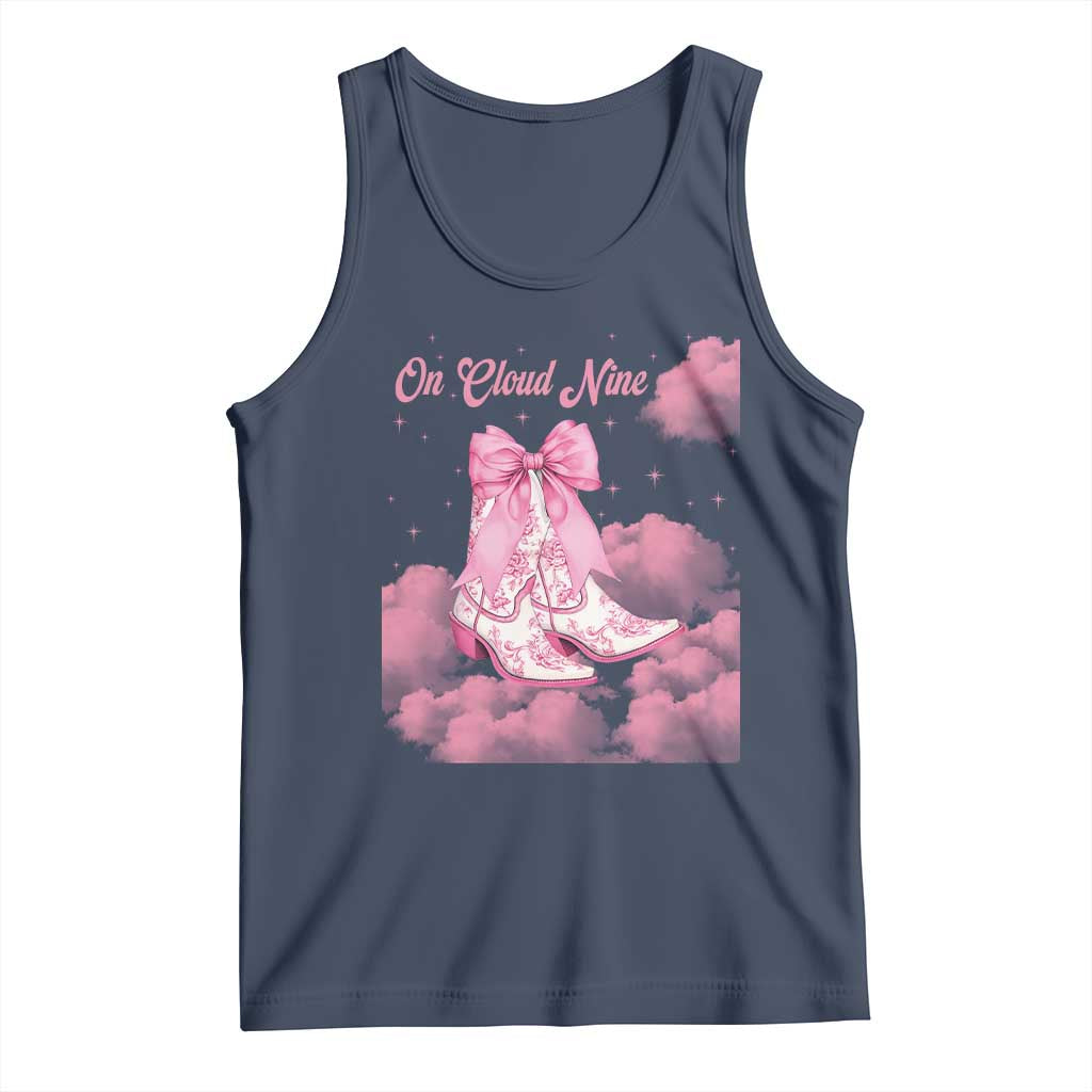 On Cloud Nine Tank Top 9th Birthday Bday Girl Pink Coquette Cowgirl Boots