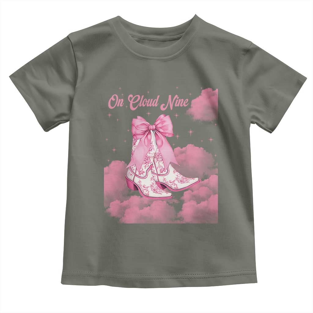 On Cloud Nine Toddler T Shirt 9th Birthday Bday Girl Pink Coquette Cowgirl Boots