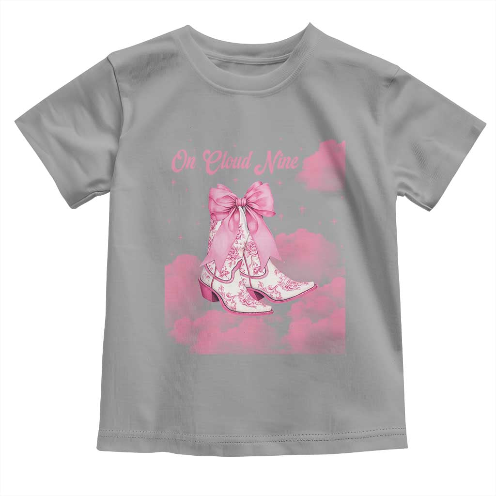 On Cloud Nine Toddler T Shirt 9th Birthday Bday Girl Pink Coquette Cowgirl Boots