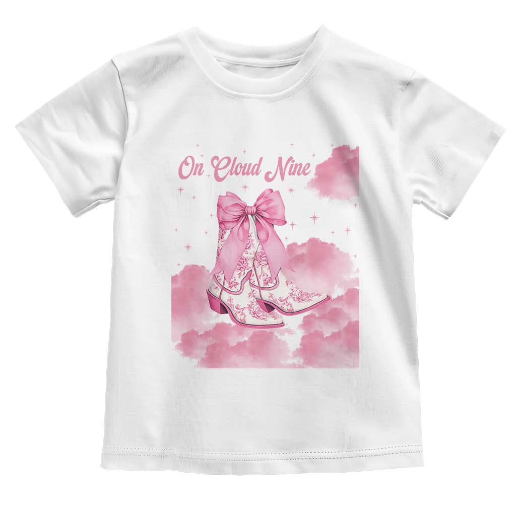 On Cloud Nine Toddler T Shirt 9th Birthday Bday Girl Pink Coquette Cowgirl Boots