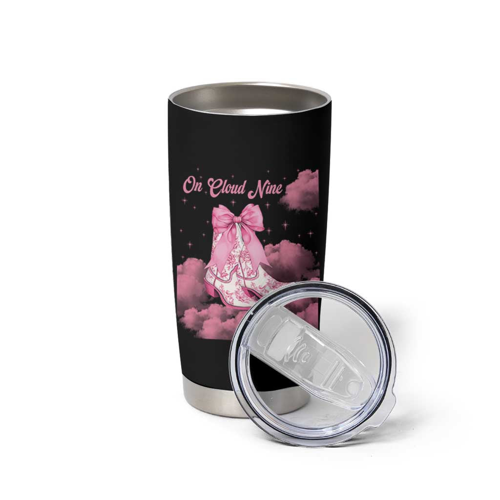 On Cloud Nine Tumbler Cup 9th Birthday Bday Girl Pink Coquette Cowgirl Boots