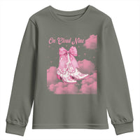On Cloud Nine Youth Sweatshirt 9th Birthday Bday Girl Pink Coquette Cowgirl Boots