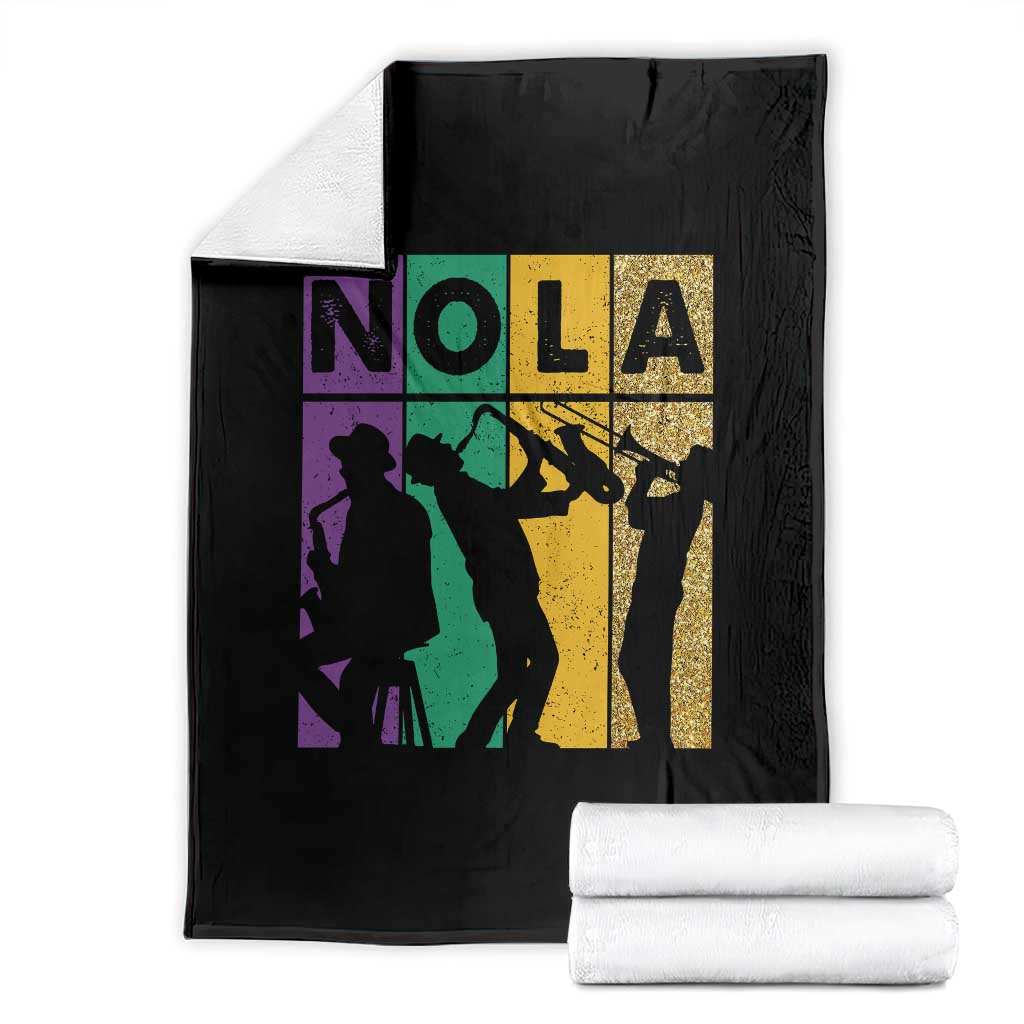 Mardi Gras NOLA New Orleans Carnival Jazz Music Glitter Print Throw Blanket