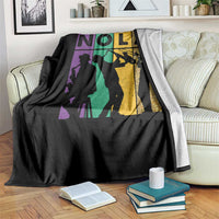 Mardi Gras NOLA New Orleans Carnival Jazz Music Glitter Print Throw Blanket