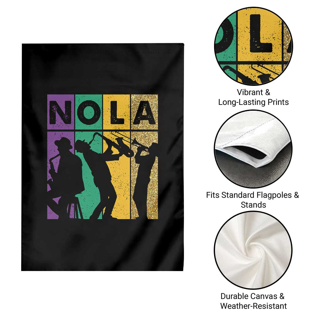 Mardi Gras NOLA New Orleans Carnival Jazz Music Glitter Print Garden Flag