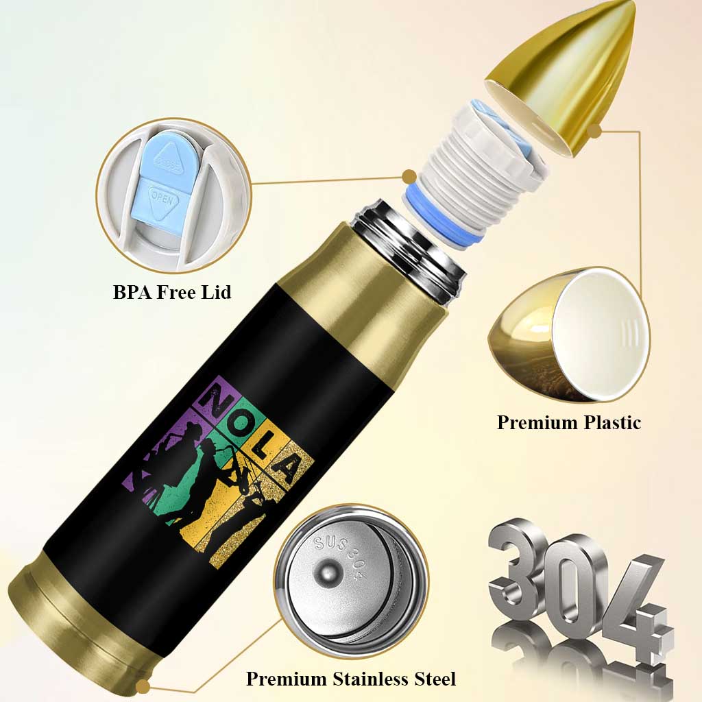 Mardi Gras NOLA New Orleans Carnival Jazz Music Glitter Print Bullet Tumbler