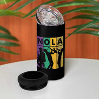 Mardi Gras NOLA New Orleans Carnival Jazz Music Glitter Print 4 in 1 Can Cooler Tumbler