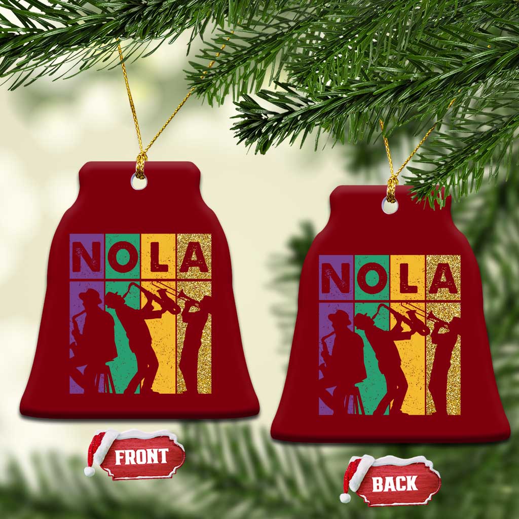 Mardi Gras NOLA New Orleans Carnival Jazz Music Glitter Print Ceramic Ornament