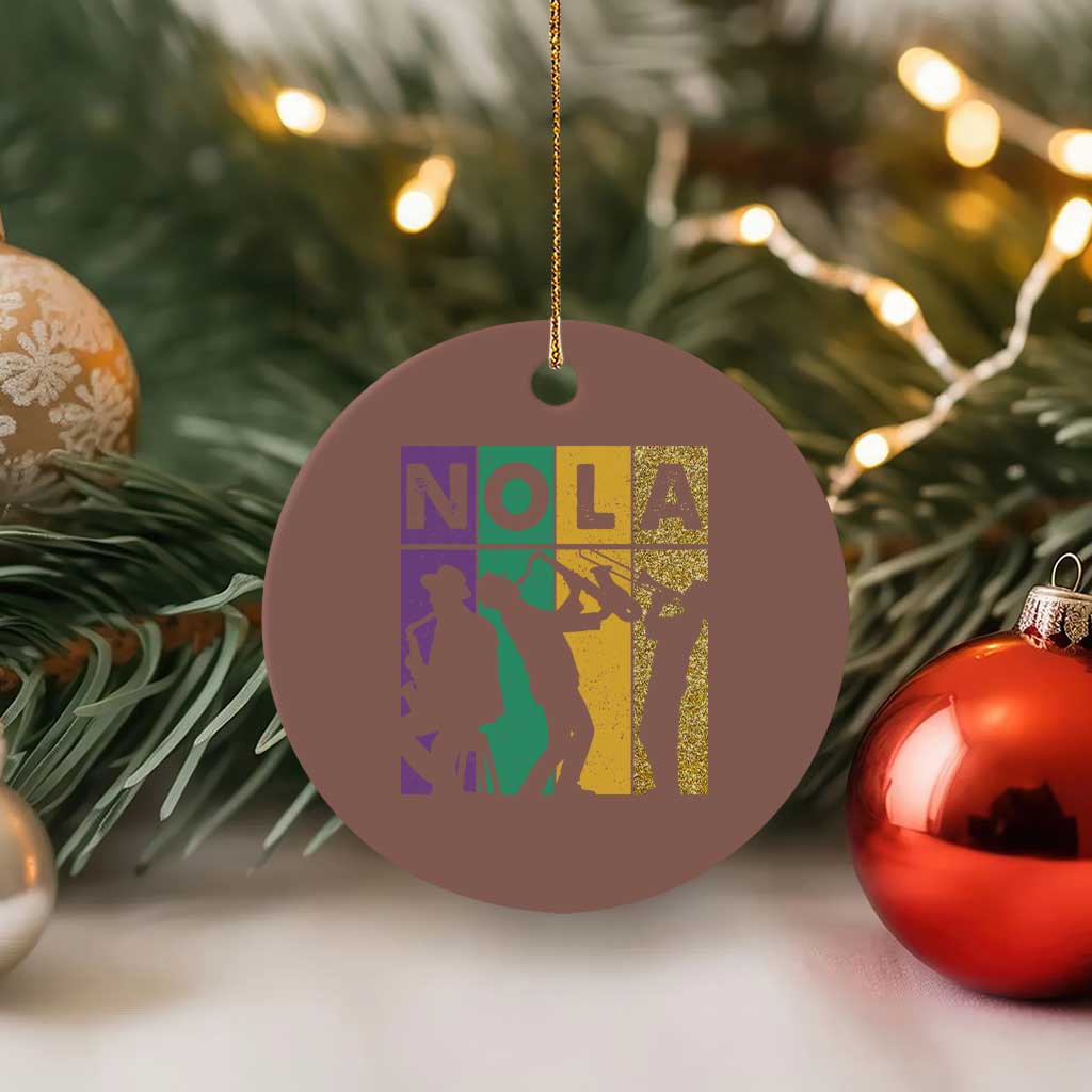 Mardi Gras NOLA New Orleans Carnival Jazz Music Glitter Print Ceramic Ornament