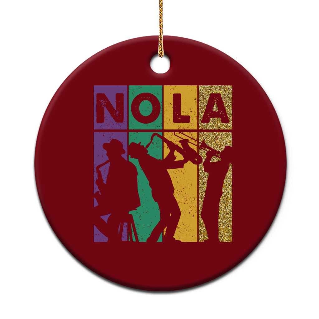 Mardi Gras NOLA New Orleans Carnival Jazz Music Glitter Print Ceramic Ornament