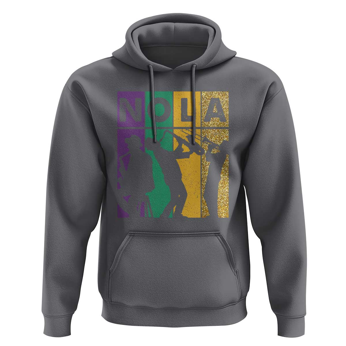 Mardi Gras NOLA New Orleans Carnival Jazz Music Glitter Print Hoodie