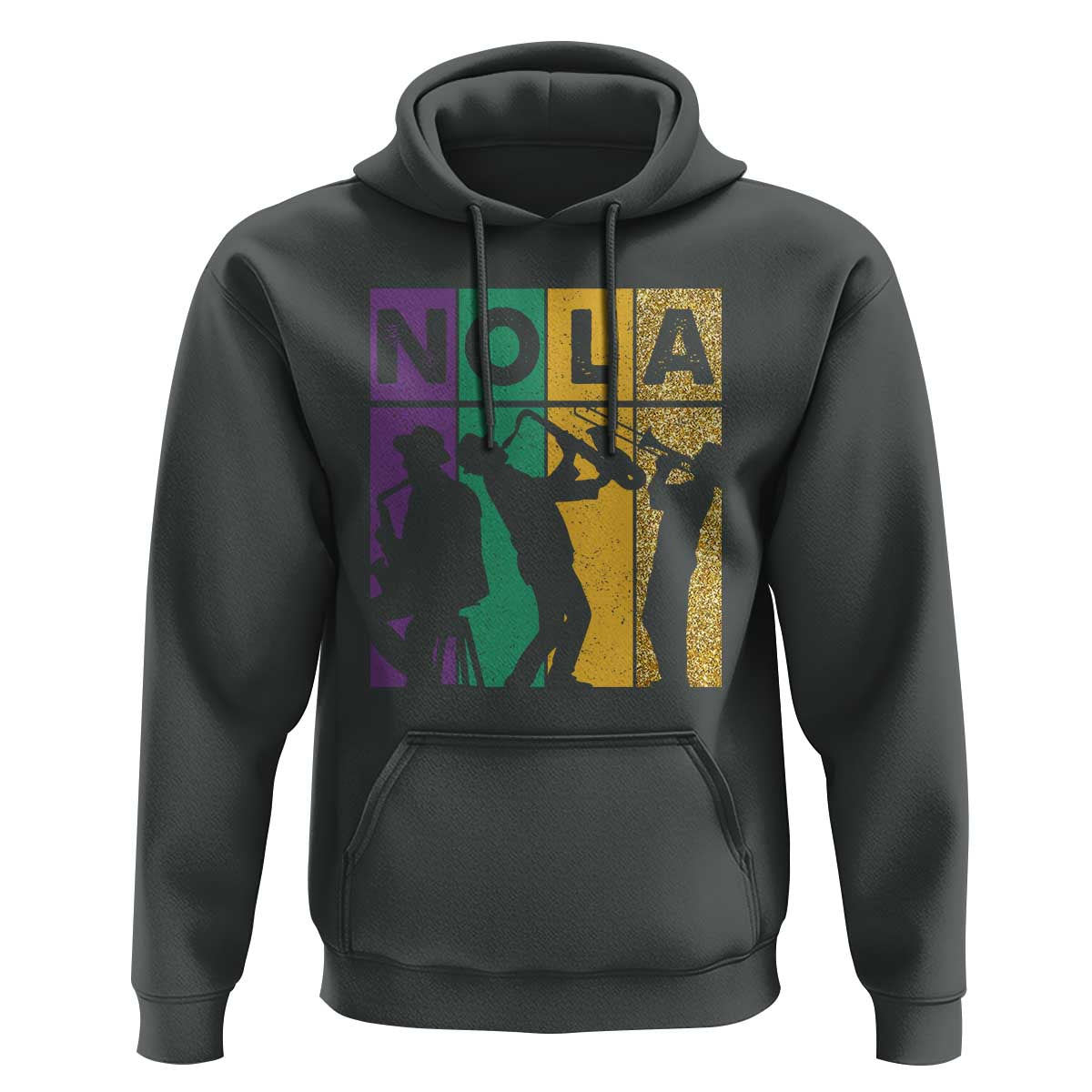Mardi Gras NOLA New Orleans Carnival Jazz Music Glitter Print Hoodie