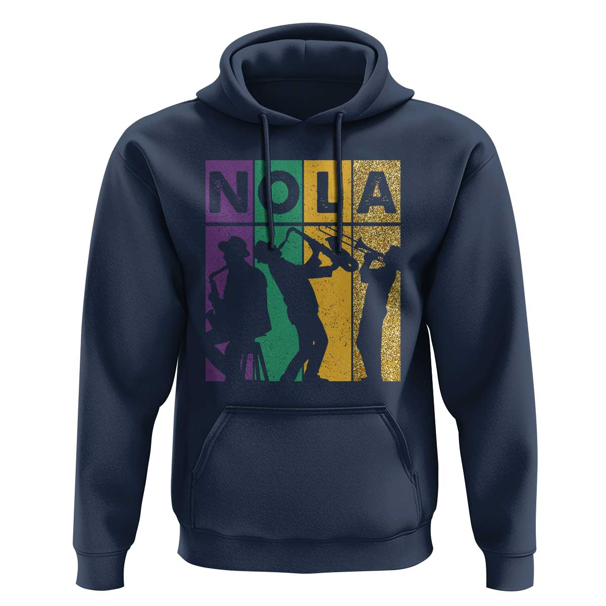 Mardi Gras NOLA New Orleans Carnival Jazz Music Glitter Print Hoodie