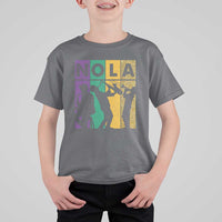 Mardi Gras NOLA New Orleans Carnival Jazz Music Glitter Print T Shirt For Kid