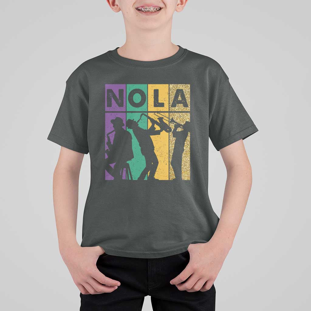 Mardi Gras NOLA New Orleans Carnival Jazz Music Glitter Print T Shirt For Kid