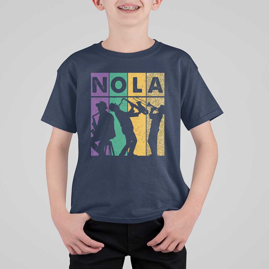 Mardi Gras NOLA New Orleans Carnival Jazz Music Glitter Print T Shirt For Kid