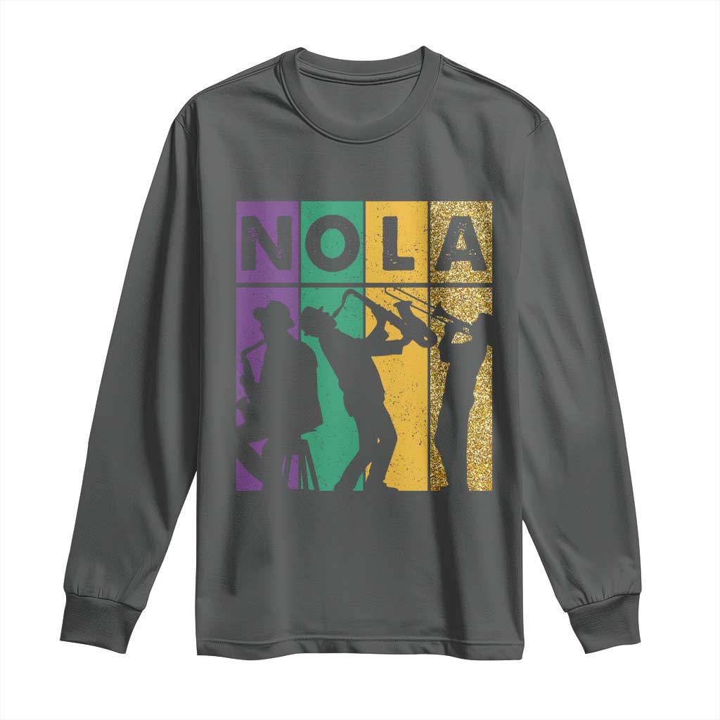 Mardi Gras NOLA New Orleans Carnival Jazz Music Glitter Print Long Sleeve Shirt