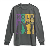 Mardi Gras NOLA New Orleans Carnival Jazz Music Glitter Print Long Sleeve Shirt