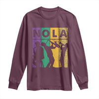Mardi Gras NOLA New Orleans Carnival Jazz Music Glitter Print Long Sleeve Shirt