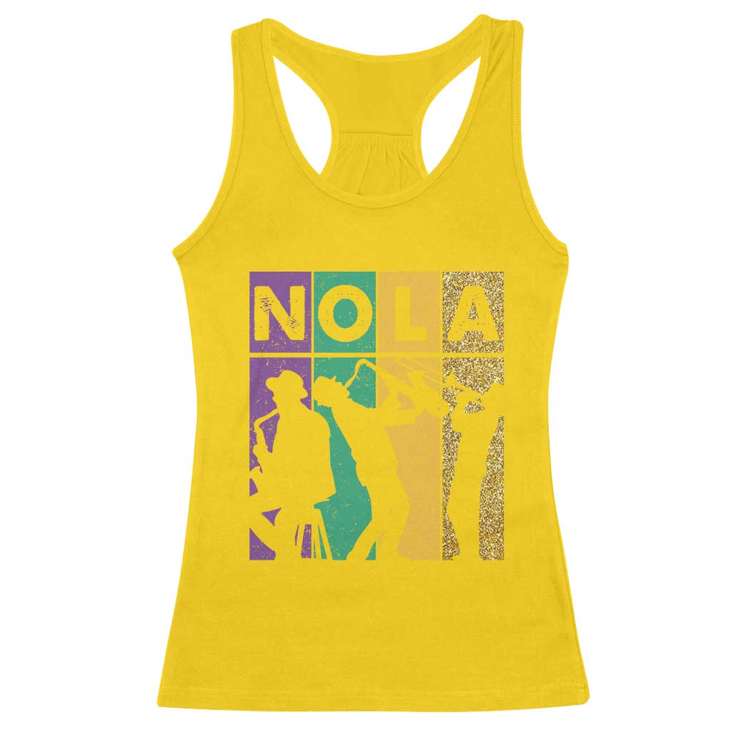 Mardi Gras NOLA New Orleans Carnival Jazz Music Glitter Print Racerback Tank Top