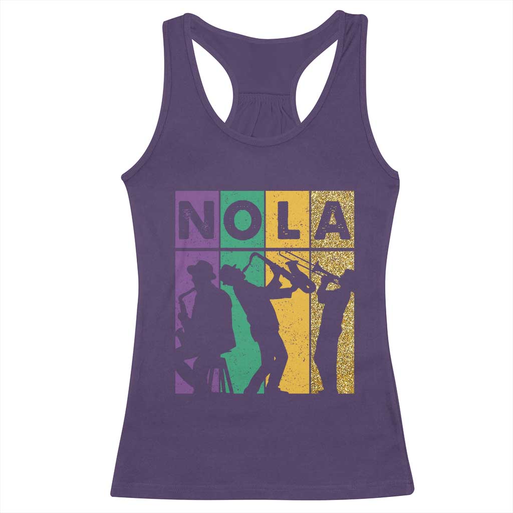 Mardi Gras NOLA New Orleans Carnival Jazz Music Glitter Print Racerback Tank Top