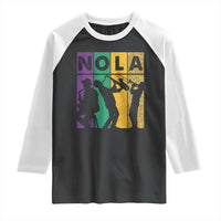 Mardi Gras NOLA New Orleans Carnival Jazz Music Glitter Print Raglan Shirt