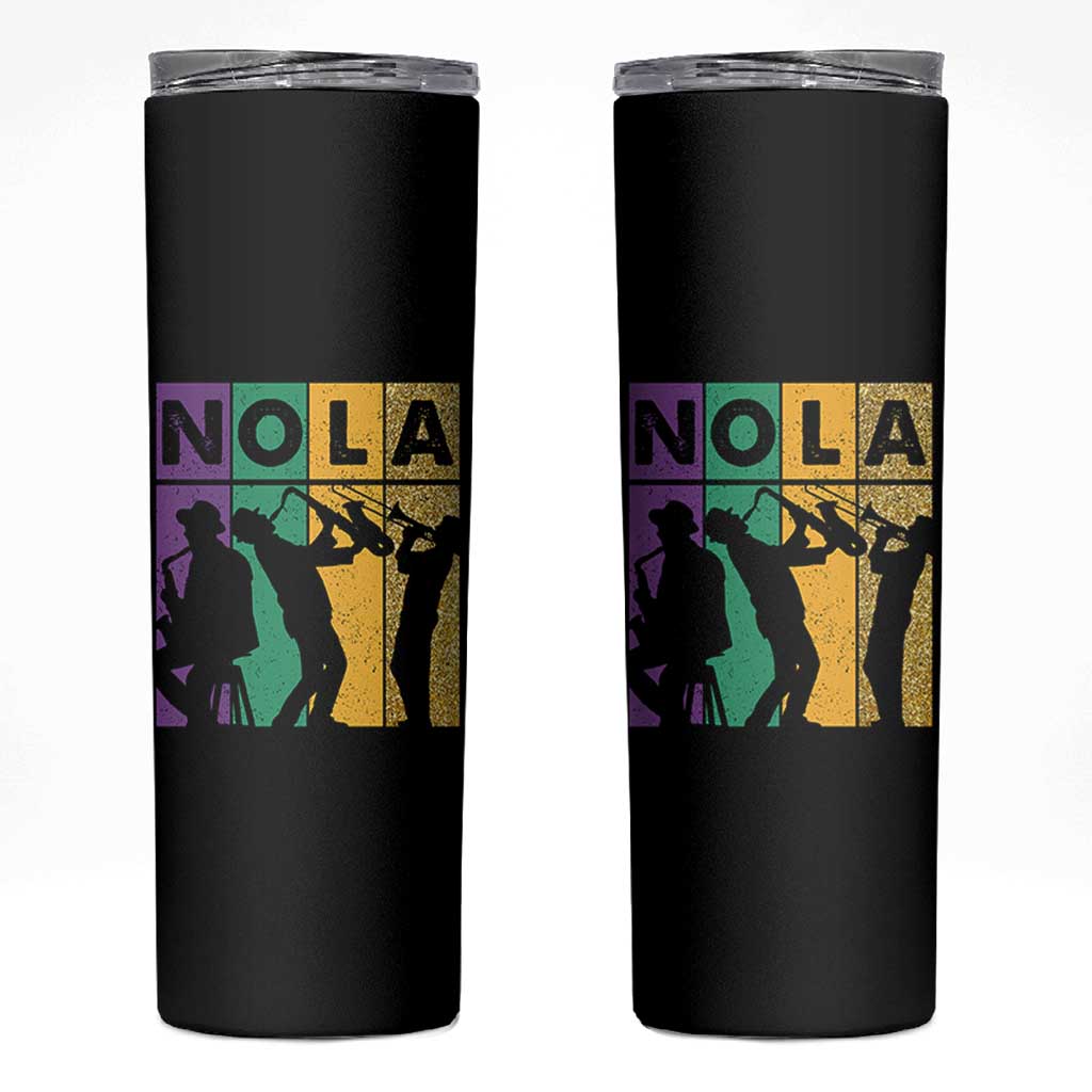 Mardi Gras NOLA New Orleans Carnival Jazz Music Glitter Print Skinny Tumbler