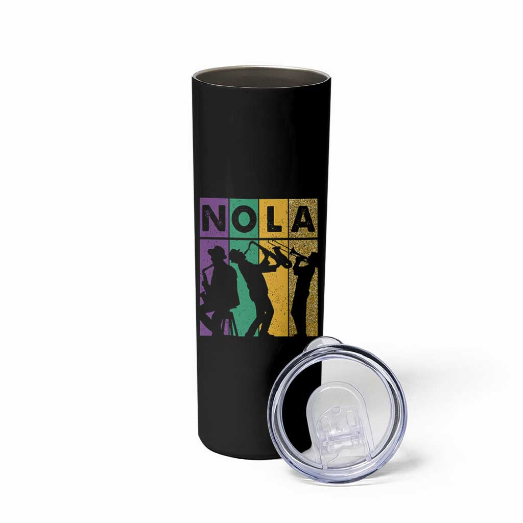 Mardi Gras NOLA New Orleans Carnival Jazz Music Glitter Print Skinny Tumbler
