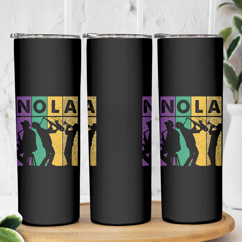 Mardi Gras NOLA New Orleans Carnival Jazz Music Glitter Print Skinny Tumbler