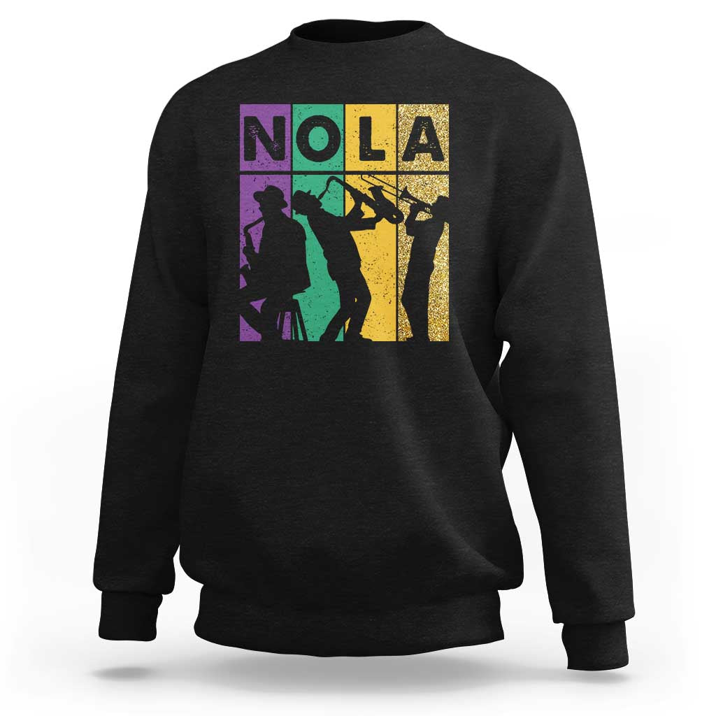 Mardi Gras NOLA New Orleans Carnival Jazz Music Glitter Print Sweatshirt