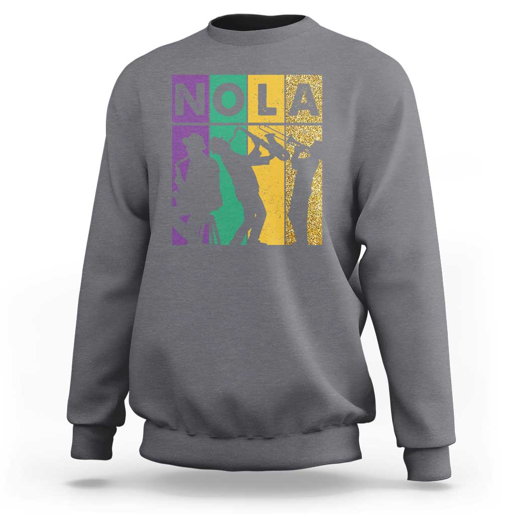Mardi Gras NOLA New Orleans Carnival Jazz Music Glitter Print Sweatshirt