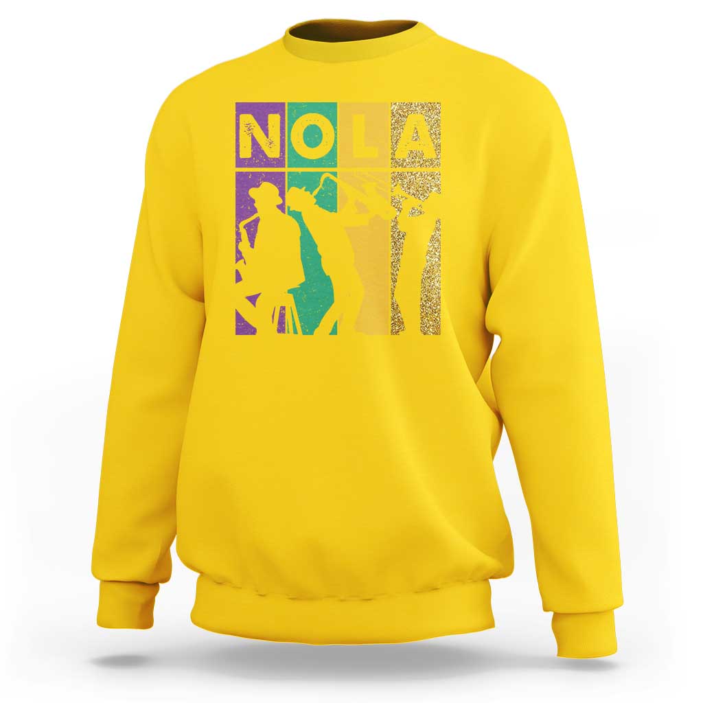 Mardi Gras NOLA New Orleans Carnival Jazz Music Glitter Print Sweatshirt