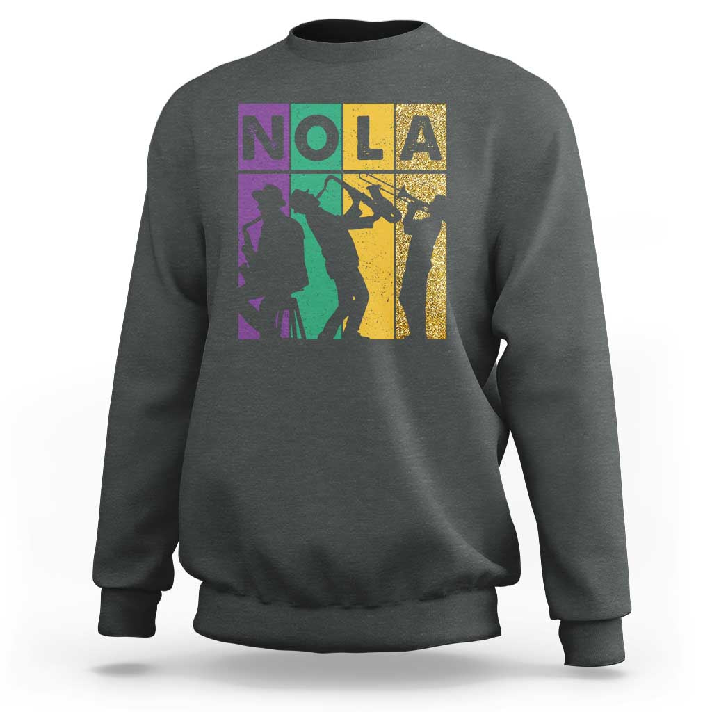 Mardi Gras NOLA New Orleans Carnival Jazz Music Glitter Print Sweatshirt