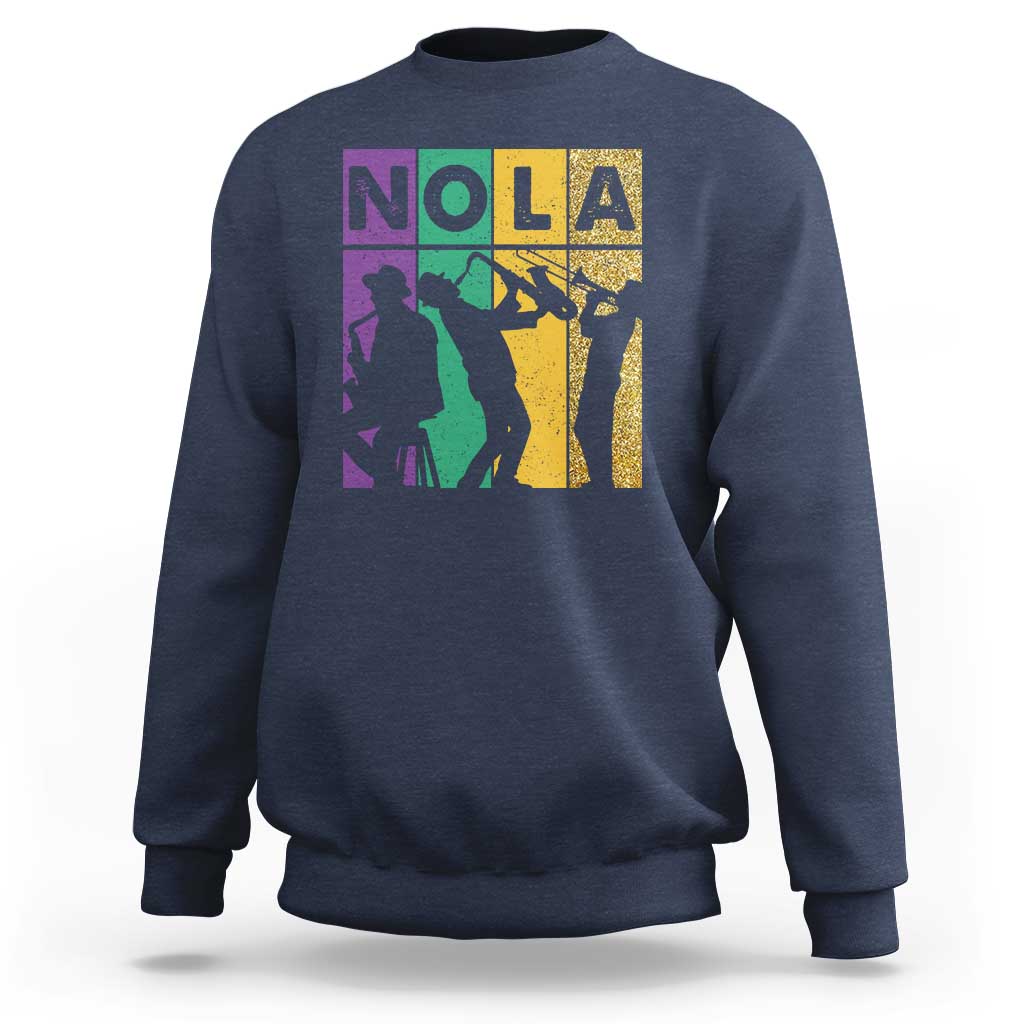Mardi Gras NOLA New Orleans Carnival Jazz Music Glitter Print Sweatshirt