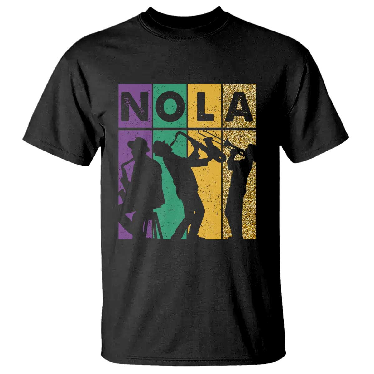 Mardi Gras NOLA New Orleans Carnival Jazz Music Glitter Print T Shirt