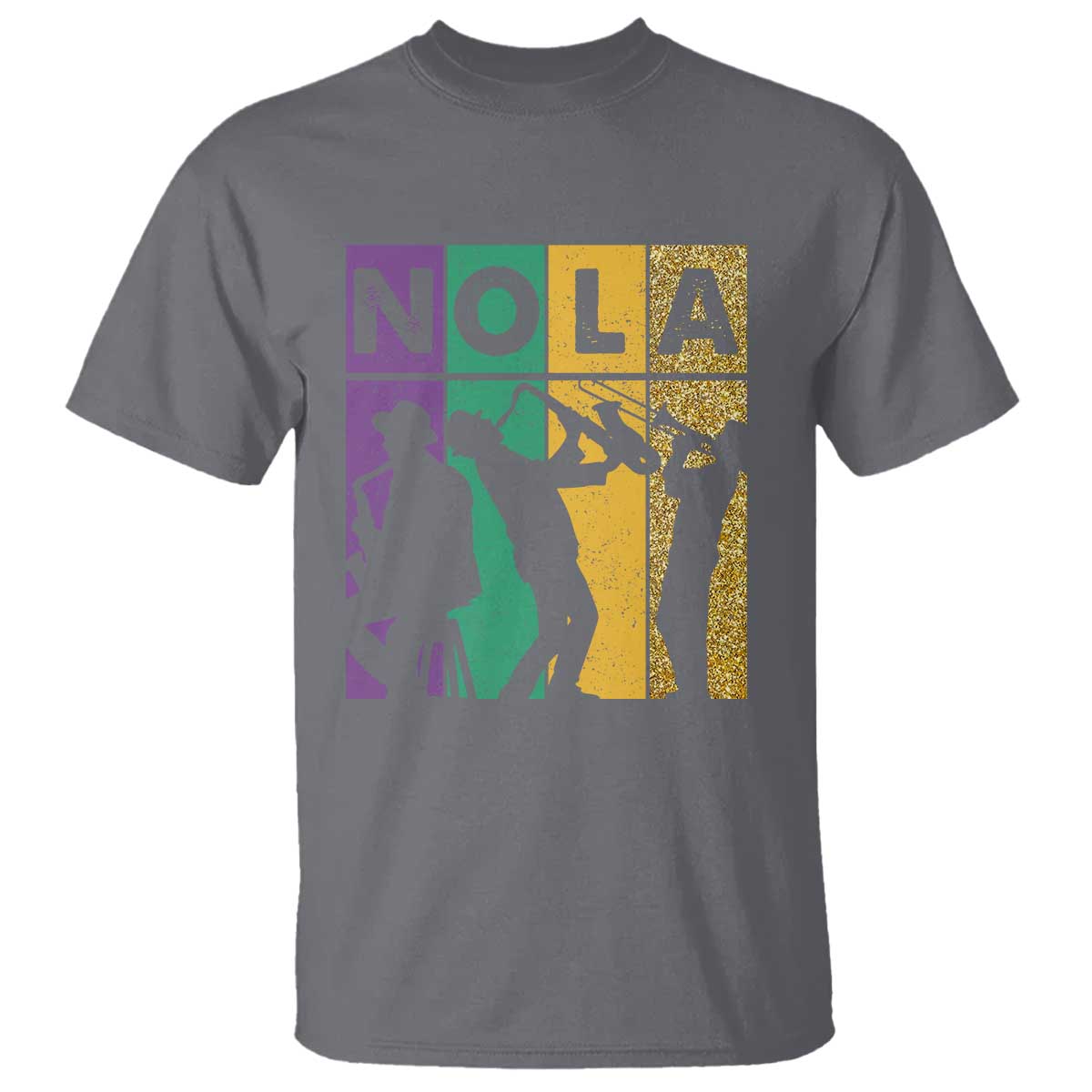 Mardi Gras NOLA New Orleans Carnival Jazz Music Glitter Print T Shirt