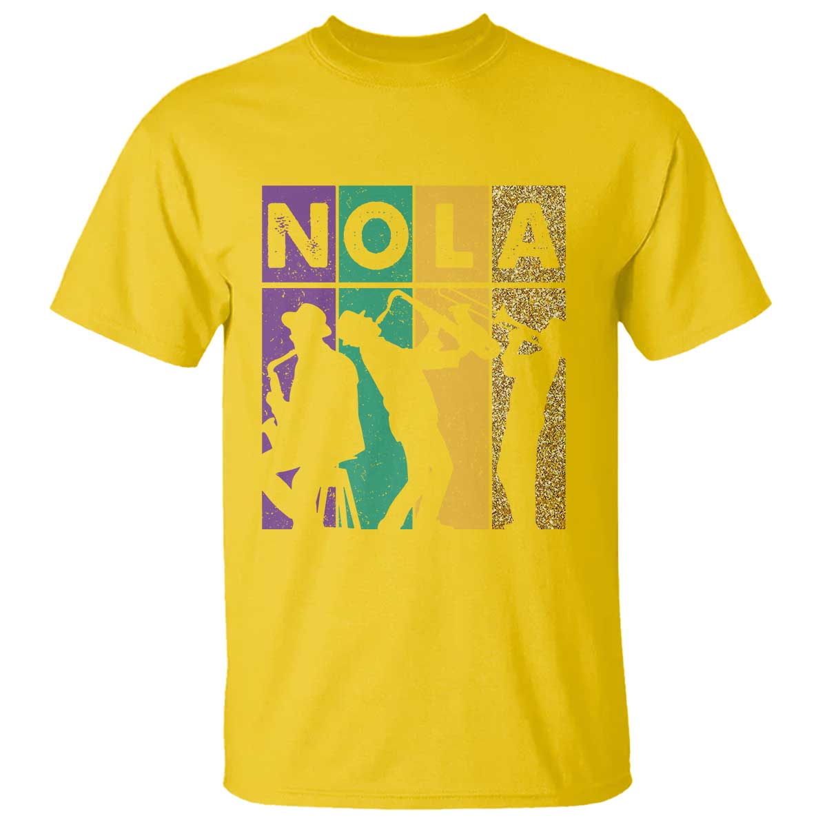 Mardi Gras NOLA New Orleans Carnival Jazz Music Glitter Print T Shirt