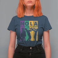 Mardi Gras NOLA New Orleans Carnival Jazz Music Glitter Print T Shirt For Women