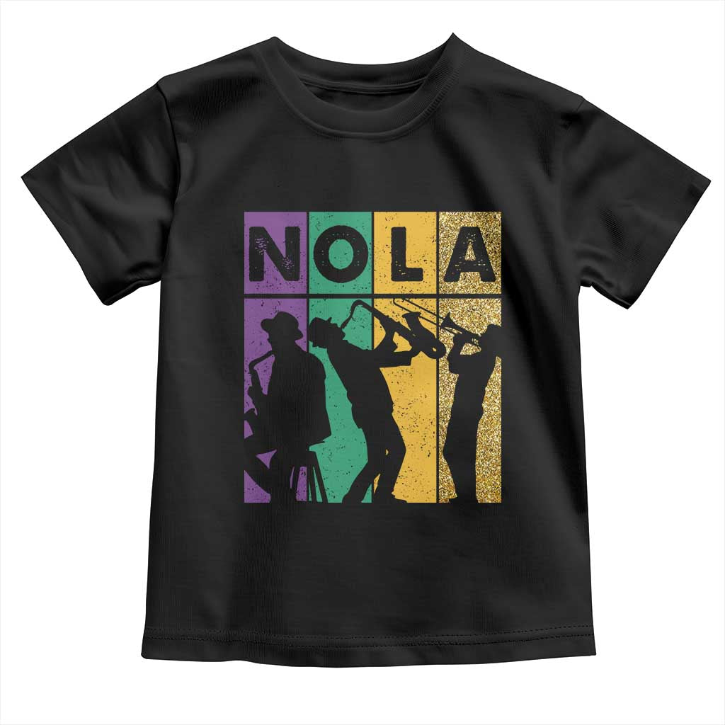 Mardi Gras NOLA New Orleans Carnival Jazz Music Glitter Print Toddler T Shirt