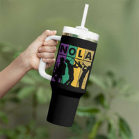 Mardi Gras NOLA New Orleans Carnival Jazz Music Glitter Print Tumbler With Handle