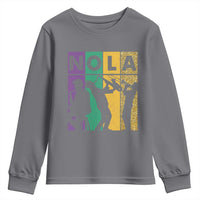 Mardi Gras NOLA New Orleans Carnival Jazz Music Glitter Print Youth Sweatshirt