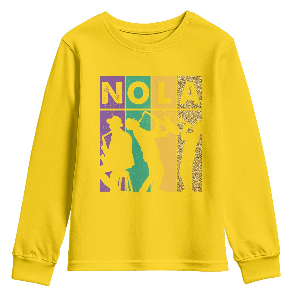 Mardi Gras NOLA New Orleans Carnival Jazz Music Glitter Print Youth Sweatshirt