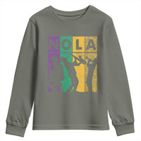 Mardi Gras NOLA New Orleans Carnival Jazz Music Glitter Print Youth Sweatshirt