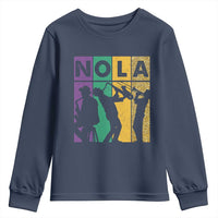 Mardi Gras NOLA New Orleans Carnival Jazz Music Glitter Print Youth Sweatshirt
